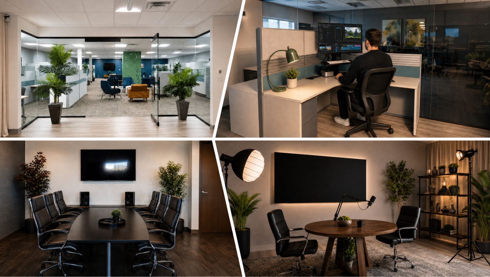 The CS & Co. Marketing Studio in Plainview, New York: open office, edit bay, conference room and production stage